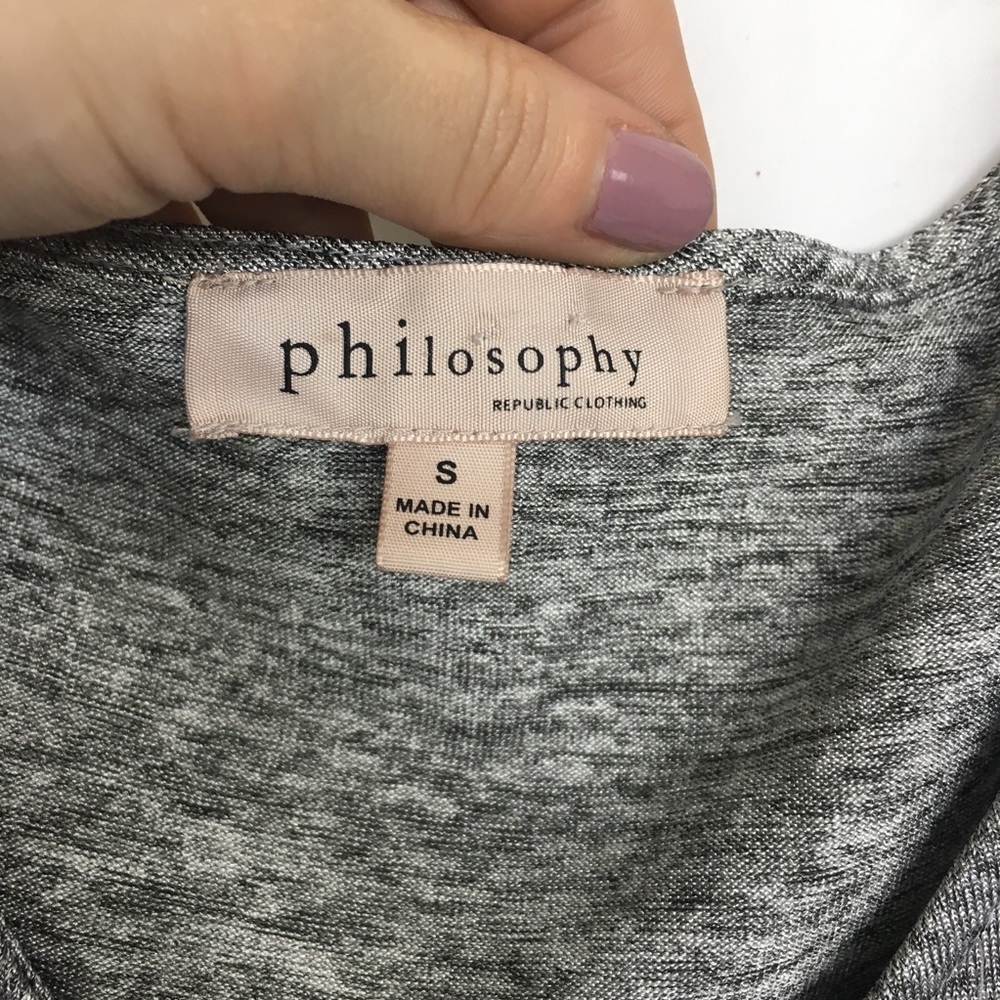 Philosophy gray cold shoulder top S - Picture 2 of 6